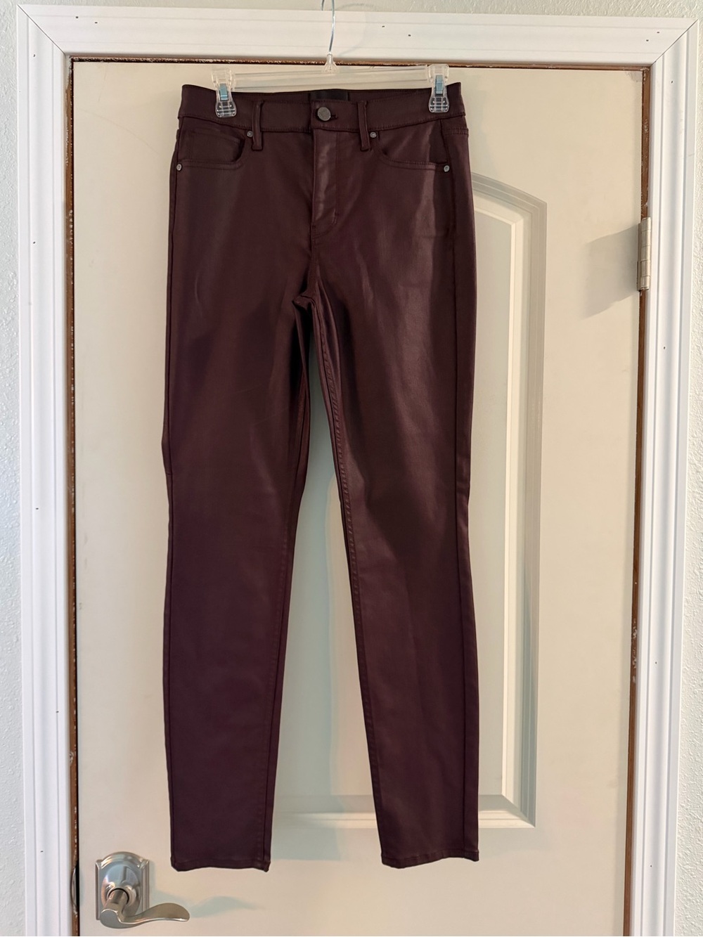 White House Black Market Deep Burgundy Coated Skinny Jeans